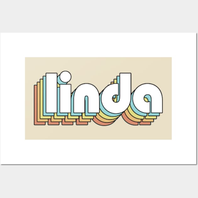 Linda - Retro Rainbow Typography Faded Style Wall Art by Paxnotods